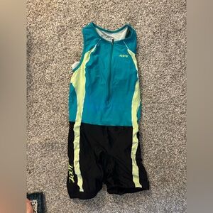 Zoot Suit Swim Tri Suit in Teal and Black